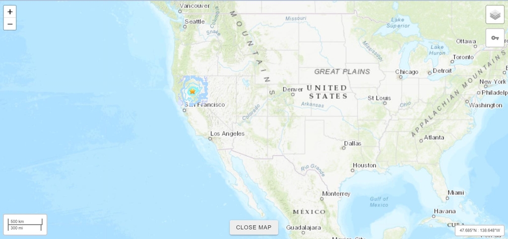 美 캘리포니아 북부서 규모 5.5 지진…피해는 미미