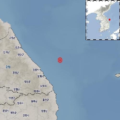 기상청 "강원 동해 북동쪽 바다서 규모 3.1 지진…피해 없을 듯"