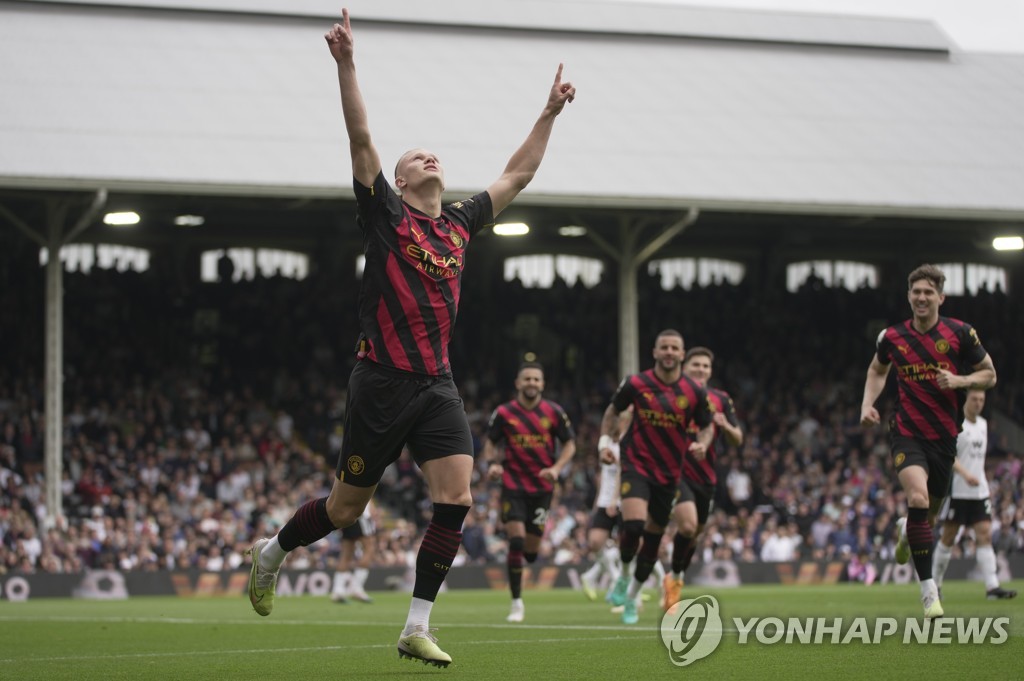 홀란 리그 34호골 폭발…맨시티, 풀럼 꺾고 'EPL 선두 점프'