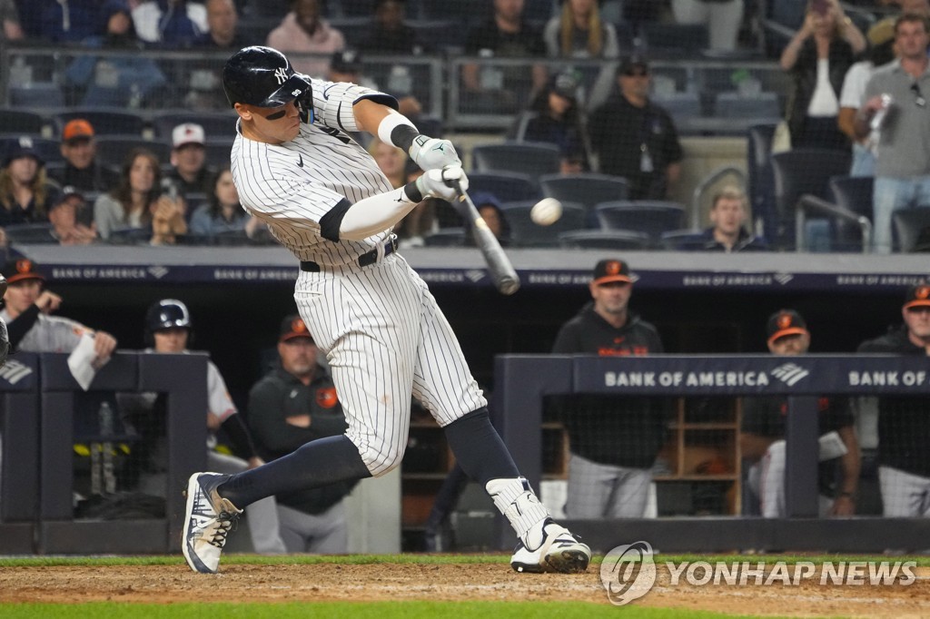 MLB 양키스 저지, 9회말 극적 동점포로 리그 홈런 공동 1위