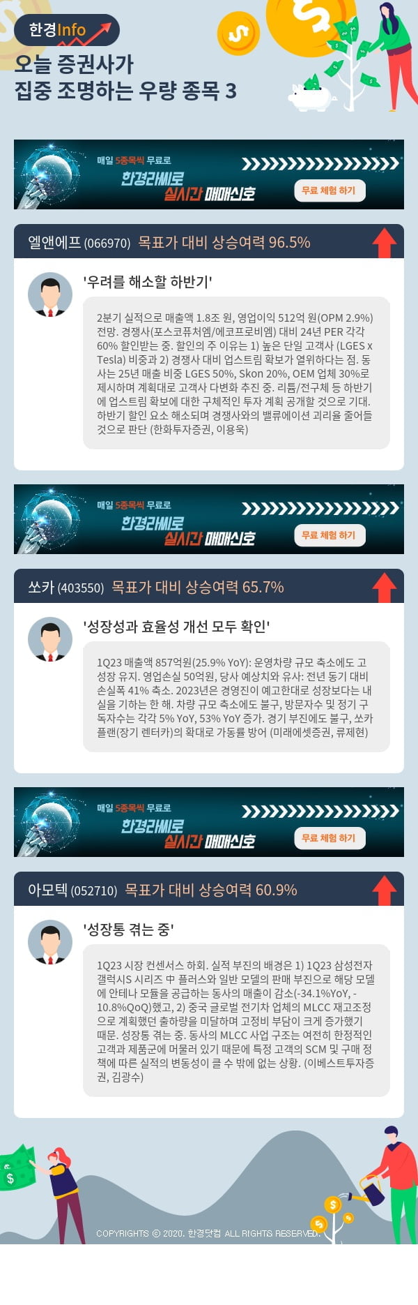 오늘 증권사가 집중 조명하는 우량 종목 3