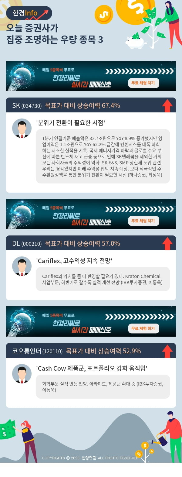 오늘 증권사가 집중 조명하는 우량 종목 3