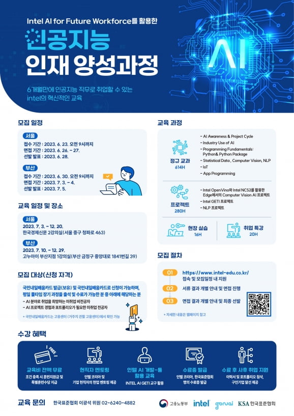 'AI For Future Workforce'를 활용한 인공지능 인재 양성과정 모집 포스터. /자료=한국표준협회