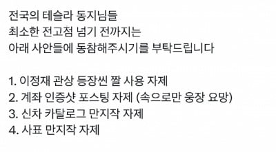 '주식 계좌 인증샷 자제'를 요청한 한 테슬라 투자자의 글. /출처=MOODOO_Diary 트위터