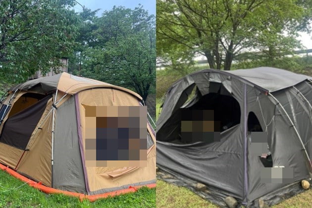 무료 캠핑장에 설치된 '알박기 텐트'가 훼손되는 사건이 발생해 경찰이 수사에 나섰다. /사진=온라인 커뮤니티