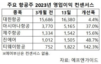 실적 호조에 주가도 날았다…이륙하는 항공주