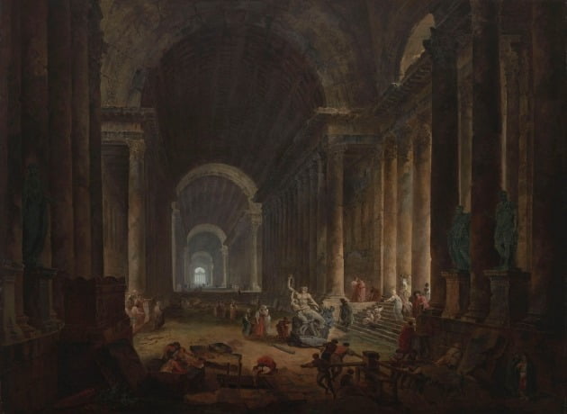 허버트 로버트가 그린 '라오콘 발견'(1773). 훗날 그림의 주제가 될 만큼 조각상의 발견은 유럽 미술계에 큰 영향을 끼친 사건이었다.
