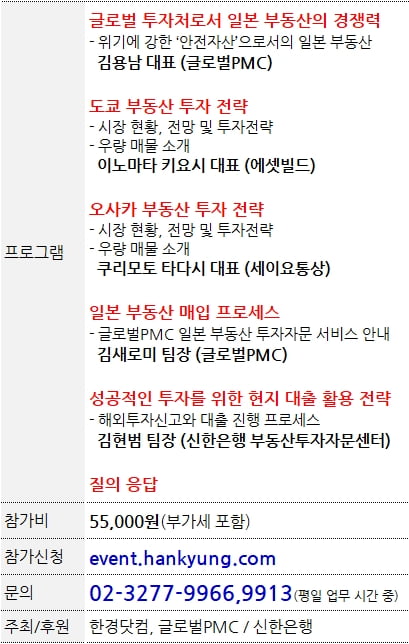 2023 일본 부동산 투자세미나, 내달 12일 개최