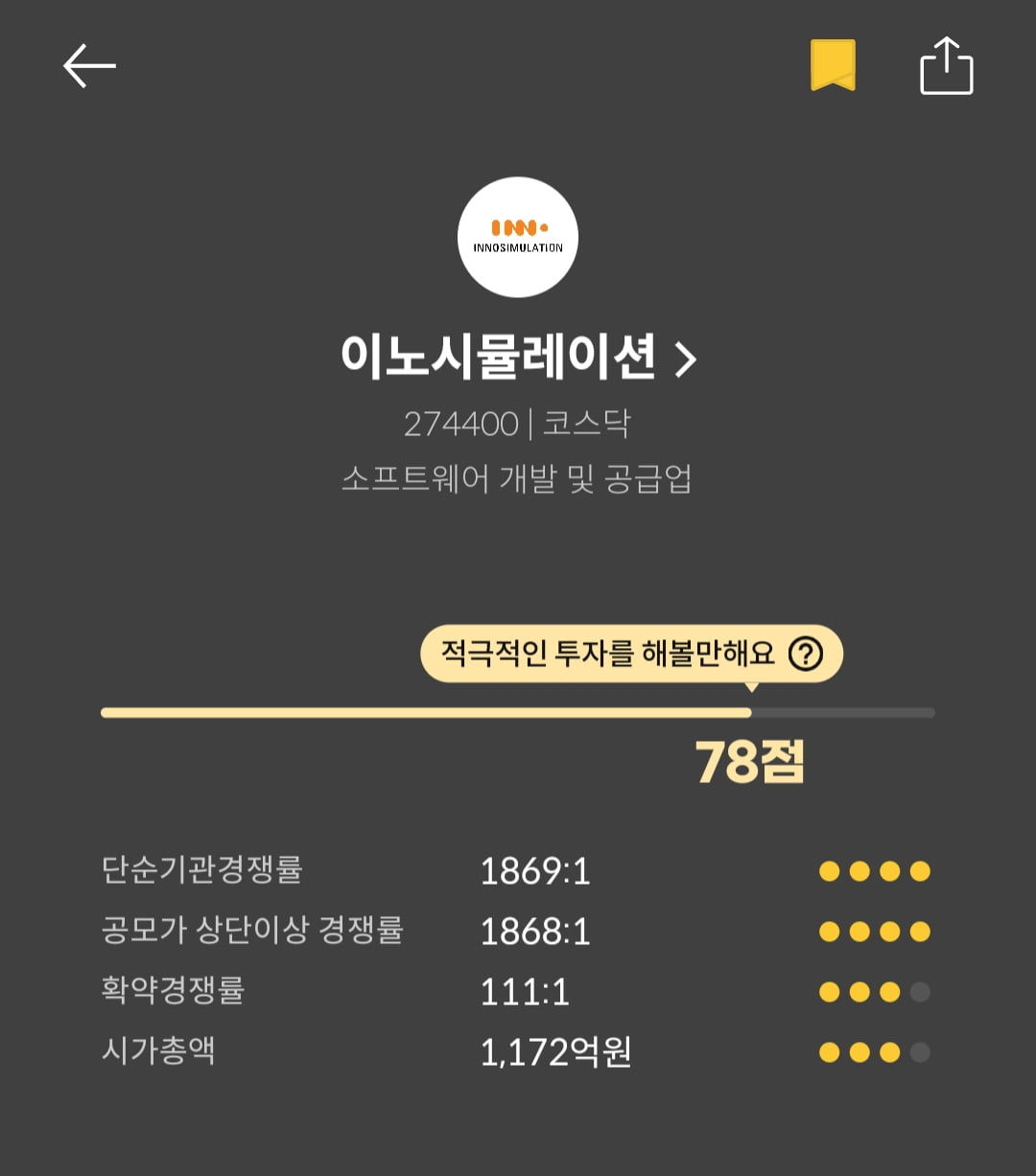 [마켓PRO] 청약할까말까 : 이노시뮬레이션, 매력지수 78점 