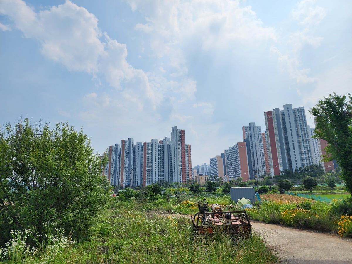 국토교통부는 지난 3월 용인시 처인구 남사읍과 이동읍 일대 총 129.48㎢를 토지거래허가구역으로 지정했다. 용인한숲시티가 있는 남사읍 일대 전경. /용인=심은지 기자