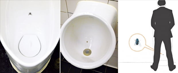 암스테르담 스키폴공항의 남자 화장실에서 시작된 ‘파리 소변기’.  출처:네이버 이미지 