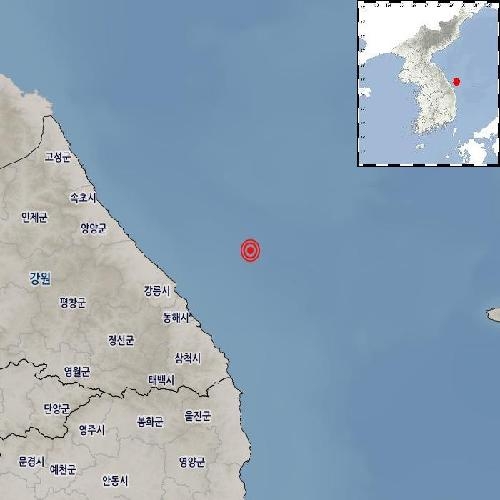 기상청 "강원 동해 북동쪽 바다서 규모 2.1 지진…피해 없을 듯"