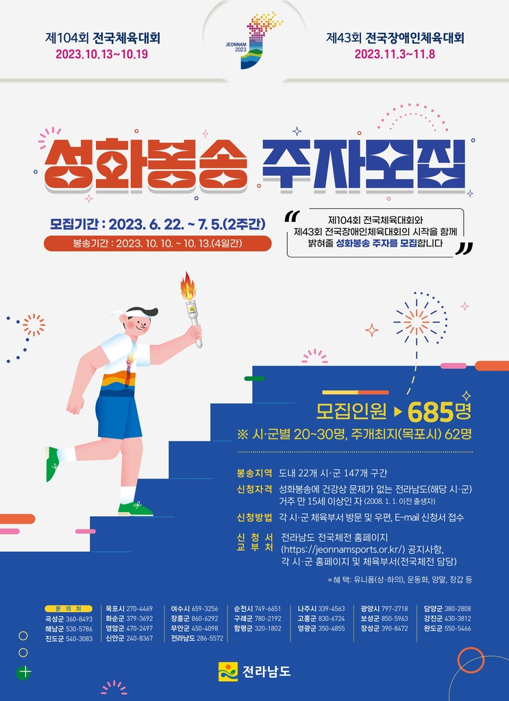 전남도, 전국체전·장애인체전 성화봉송 주자 공모