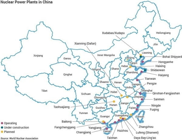 中 '원전 건설' 올인…한국과 가까운 동부연안 집중