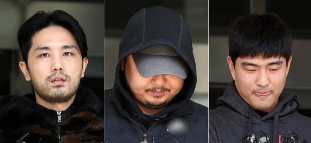 '강남 납치·살해 사건'의 피의자 이경우(왼쪽부터), 황대한, 연지호. 사진=뉴스1