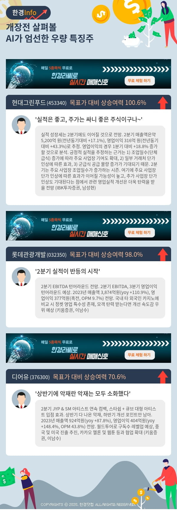 개장전 살펴볼 AI가 엄선한 우량 특징주