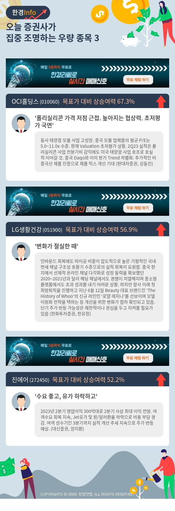 오늘 증권사가 집중 조명하는 우량 종목 3