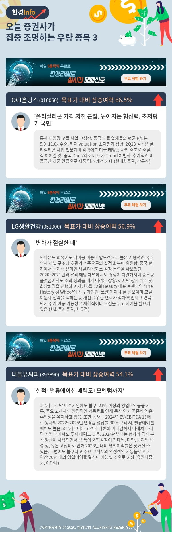 오늘 증권사가 집중 조명하는 우량 종목 3