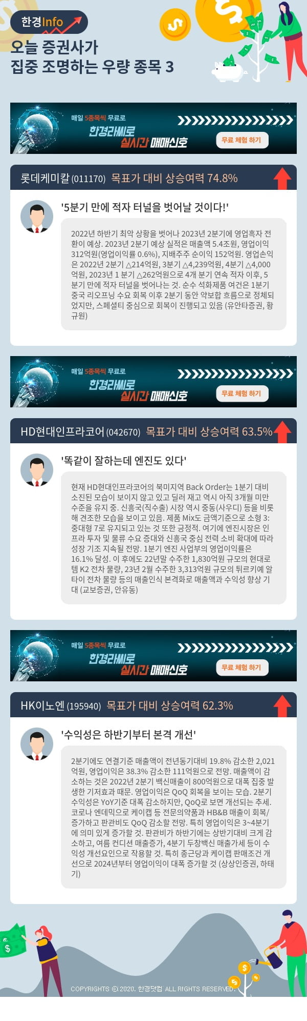 오늘 증권사가 집중 조명하는 우량 종목 3