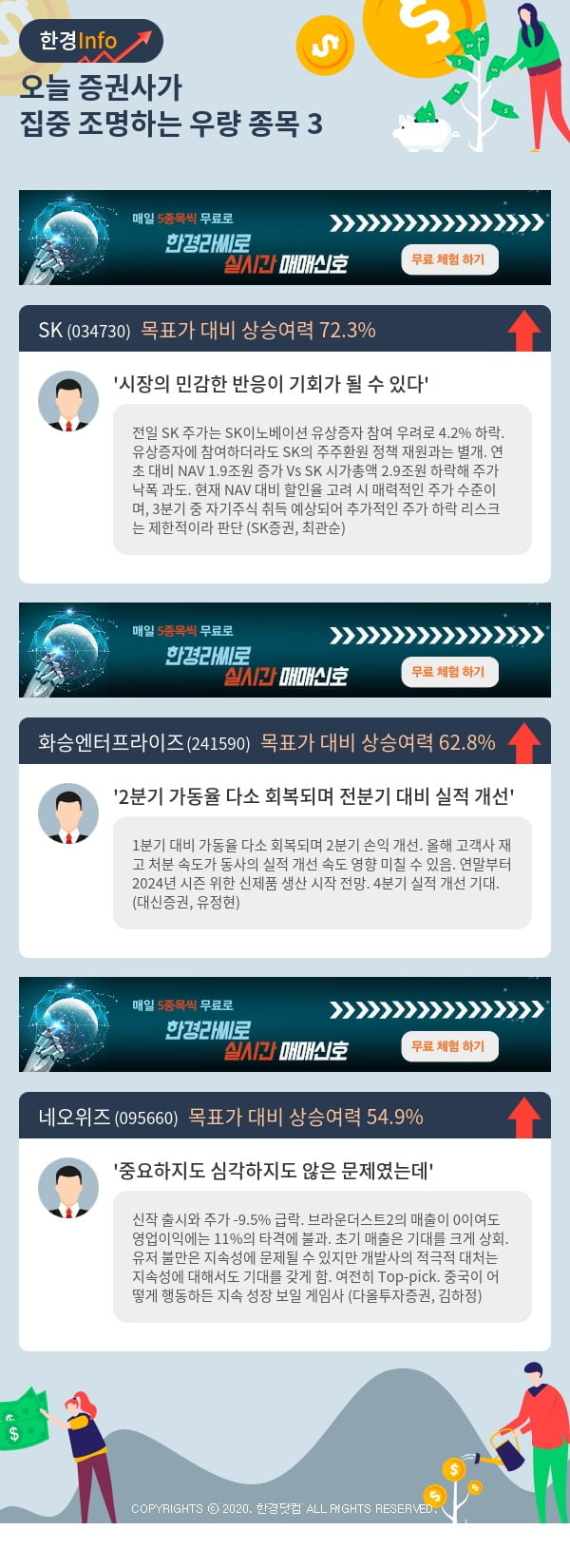 오늘 증권사가 집중 조명하는 우량 종목 3