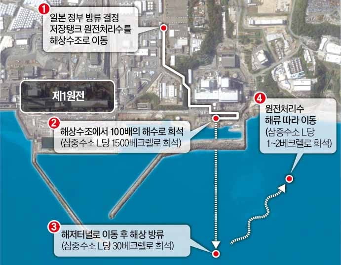 일본 후쿠시마 제1원전 처리수 방류 흐름 모습