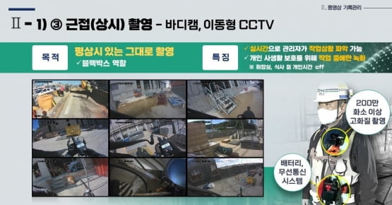 바디캠 등을 활용한 공사현장 동영상 기록 방식 / 서울시 제공