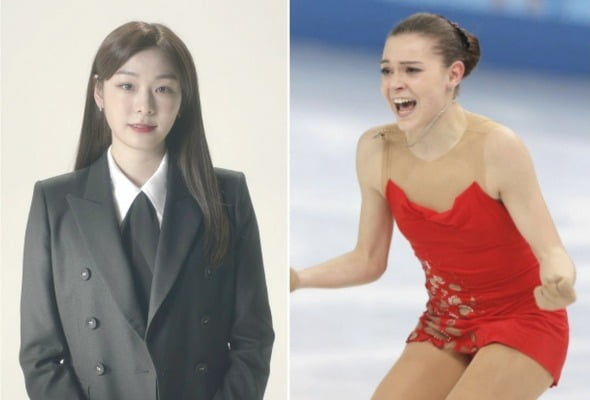 김연아(왼쪽), 아델리나 소트니코바(오른쪽). /사진=유니세프한국위원회, AFP