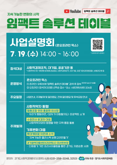 경기도사회적경제원, 사회환경 난제 해결 위해 '2023년 임팩트 솔루션 테이블' 개최