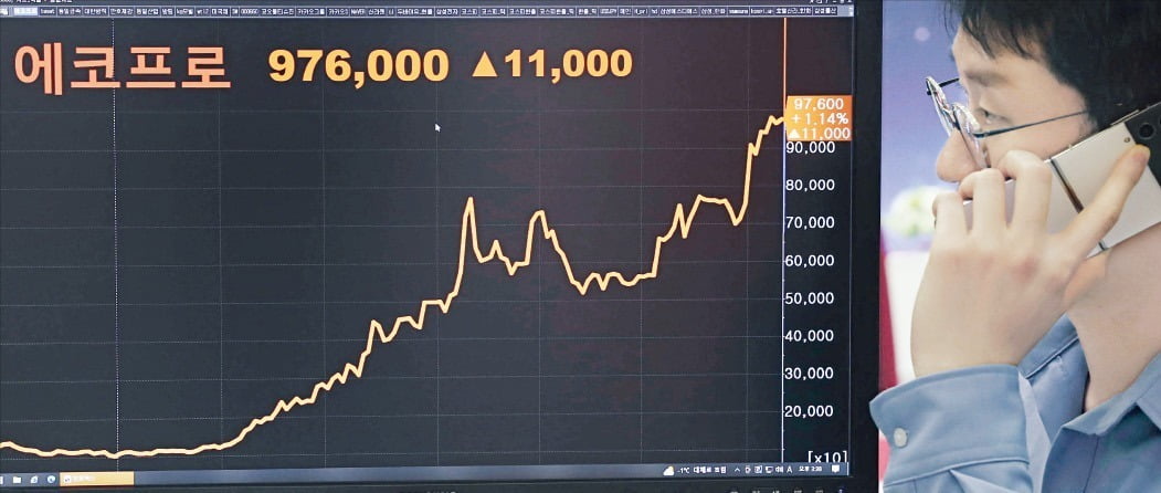 11일 지니 카지노 주가가 1.14% 오른 97만6000원에 거래를 마쳤다. 고평가됐다는 증권사들의 분석과 달리 개인투자자 매수세에 힘입어 전날 장중 100만원을 돌파하자 ‘한국판 게임스톱 운동’이 성공한 것 아니냐는 평가가 나온다. /김범준 기자
 