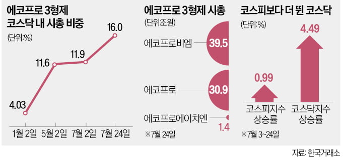 "에코프로 3社 좌지우지…코스닥 과열 주의보"