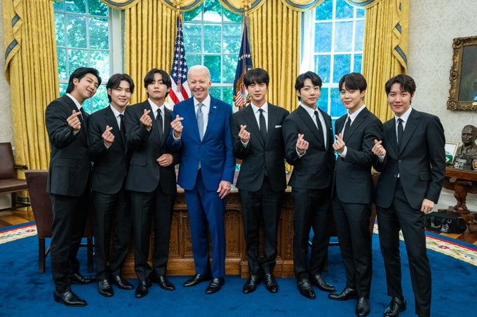 지난해 백악관을 방문해 조 바이든 미국 대통령을 만난 BTS./빅히트뮤직
