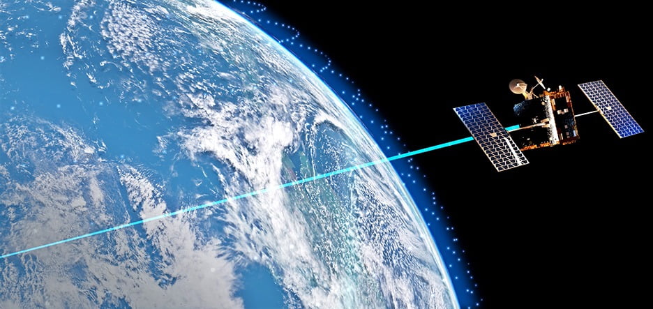 원웹의 위성망을 활용한 한화시스템 '저궤도 위성통신 네트워크' 가상도. 사진=한화시스템 제공