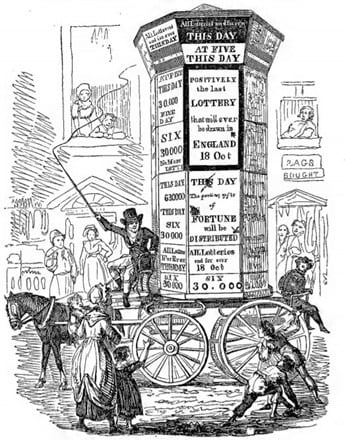 1826년 영국의 마지막 복권 광고 / 자료=위키피디아