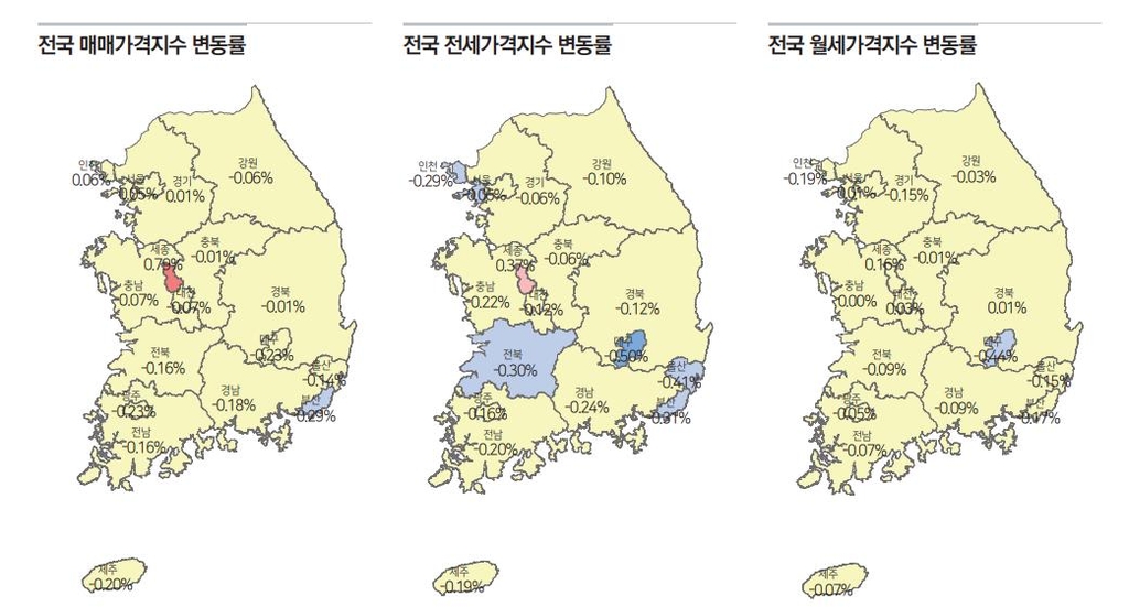 6월 전국 주택 가격 0.05% 하락…6개월 연속 하락폭 둔화