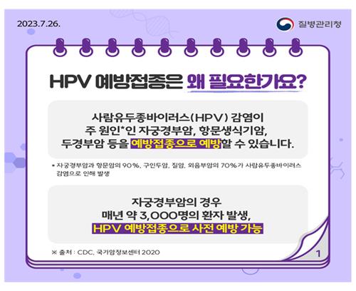 "여름방학, 무료 HPV 예방접종 하세요…05년생은 올해가 마지막"