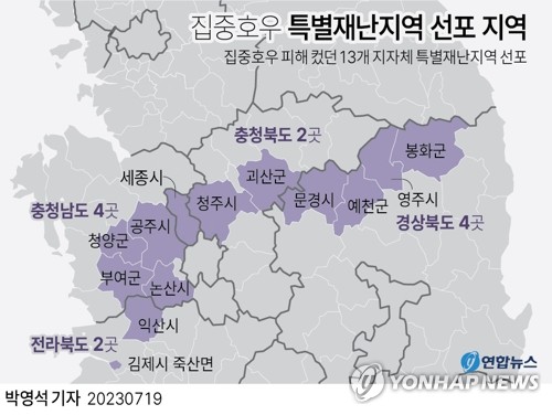 충남도, 호우 피해 지역에 응급 복구비 38억원 긴급 지원(종합)