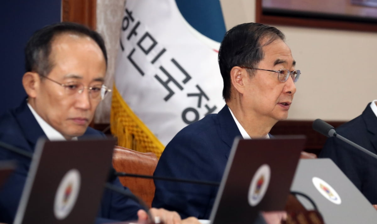 한덕수 국무총리가 11일 오전 서울 종로구 세종대로 정부서울청사에서 열린 국무회의에서 모두 발언을 하고 있다. 사진=뉴스1