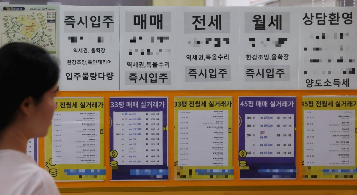 서울 송파구의 한 상가 공인중개사에 아파트 가격이 내걸려 있다.사진=한경DB