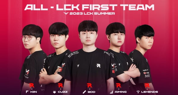 2023 올 LCK 퍼스트 팀으로 선정된 KT 롤스터 선수단(제공=LCK)