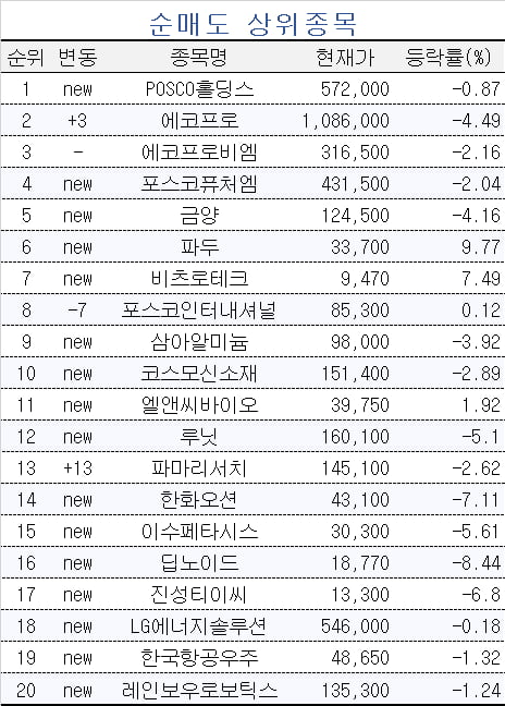 [마켓PRO] POSCO홀딩스 파는 초고수들…어떤 종목 사나 봤더니