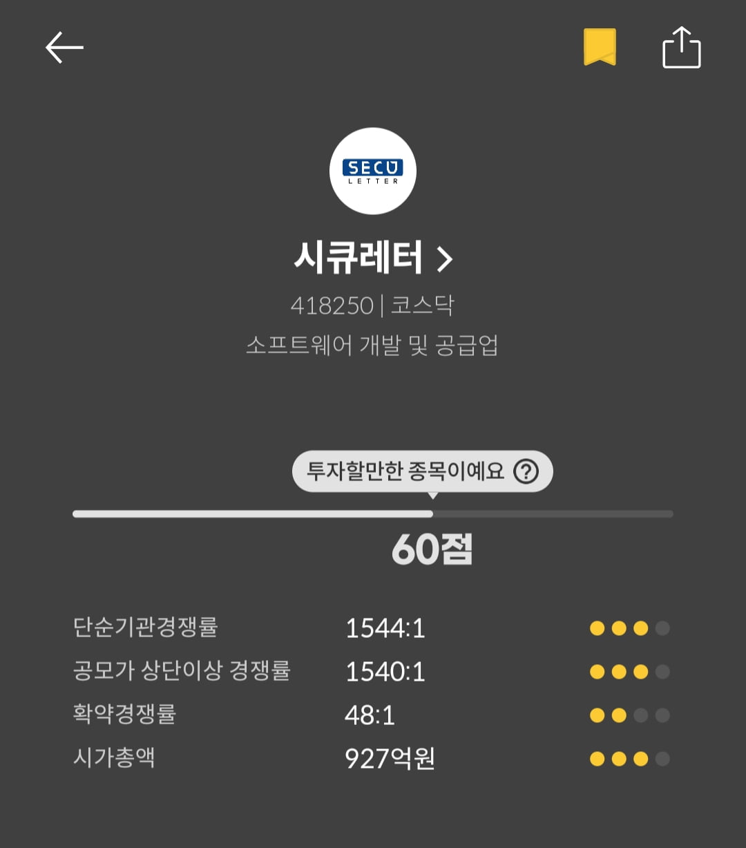 [마켓PRO] 청약할까말까 : 사이버보안기업 시큐레터, 투자매력지수 60점 