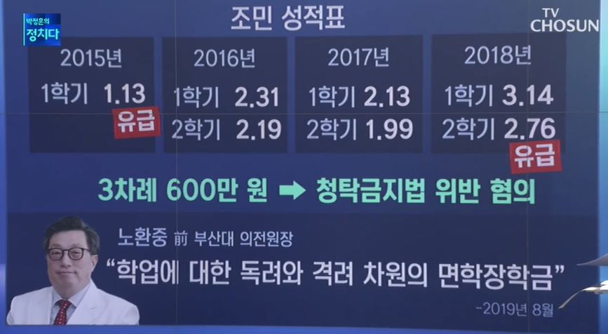 전여옥 전 의원이 블로그에 올린 방송 캡처 사진. / 사진=TV조선