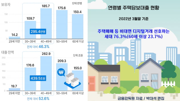 연령별 주택담보대출현황, 금융감독원 자료 등 / 박대석 편집