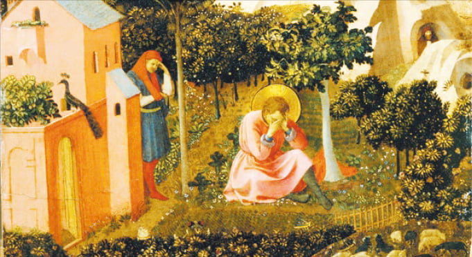 르네상스 화가 프라 안젤리코가 무화과나무 정원을 배경으로 그린 성화 ‘아우구스티누스의 회심’. 