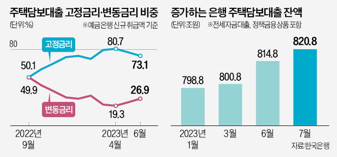 가계빚 불안한데…고정금리 주담대 감소세