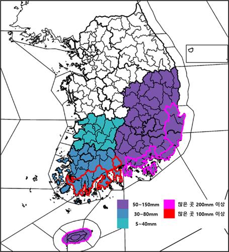영남·제주에 모레까지 최대 200㎜ 이상 많은 비…태풍이 변수