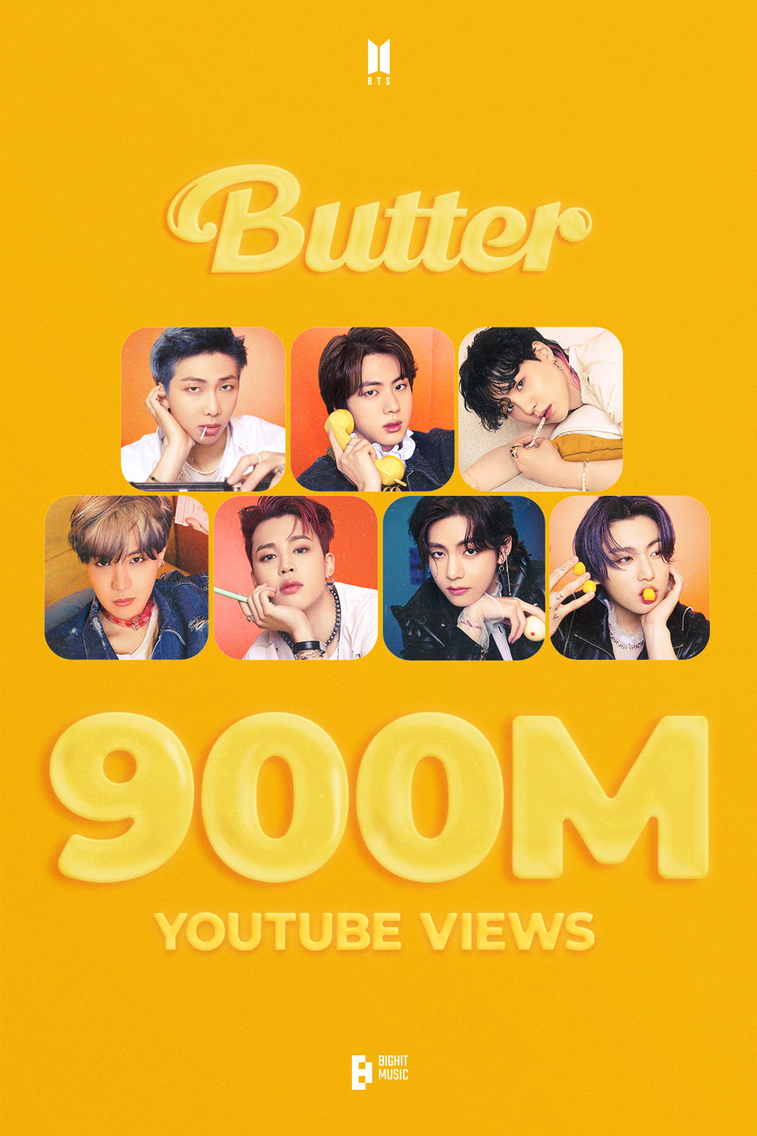 BTS' 'Butter' surpasses 900 million views for the 8th time