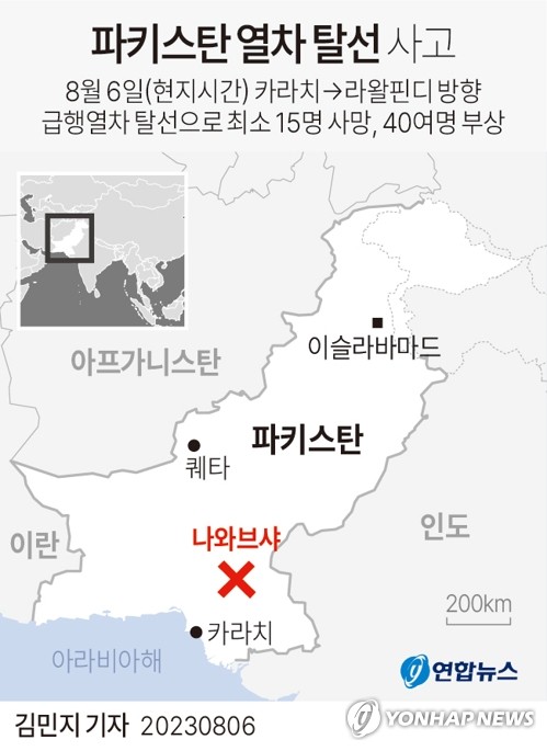 파키스탄 열차 탈선 사고 사망자 최소 28명으로 늘어(종합2보)