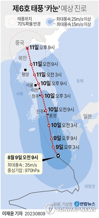 [태풍 카눈] 한반도 관통 예보에 초긴장…차수벽 세우고 선박들 대피