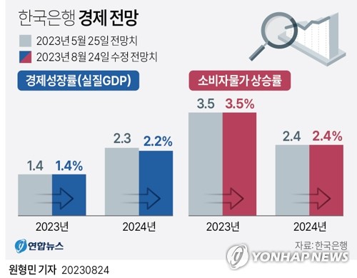 한은, 올해 성장률 전망 유지…'중국 우려'에 내년은 소폭 낮춰(종합2보)